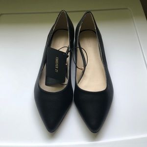 Black Faux Leather Flats!